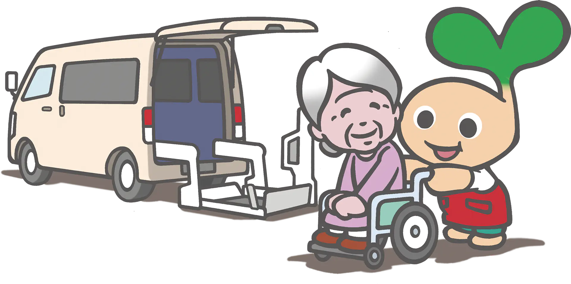 豆ちゃんとお客様と介護タクシー